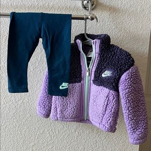 Nike Lavender and Navy Sherpa Jacket with Teal Leggings